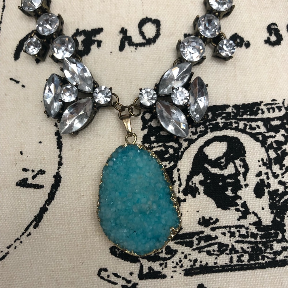 Turquoise Gemstone Statement Necklace - image 2